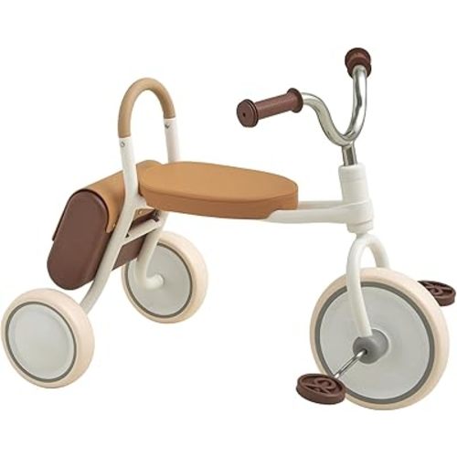 Kidpop Mate Toddler Tricycle Age 2.5-4 Kids First Birthday Gift Toy Bike with Handlebar Grips & Storage for Outdoor Play (White)