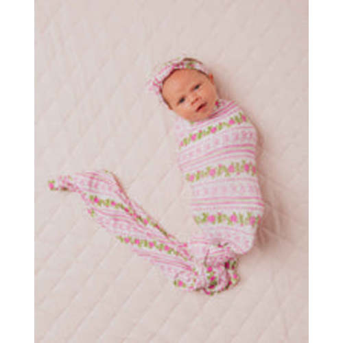 Bowquet of Roses Swaddle & Headwrap Set