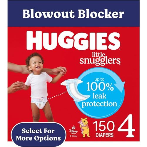 Huggies Size 4 Diapers, Little Snugglers Baby Diapers, Size 4 (22-37 lbs), 150 Count (6 Packs of 25), Packaging May Vary