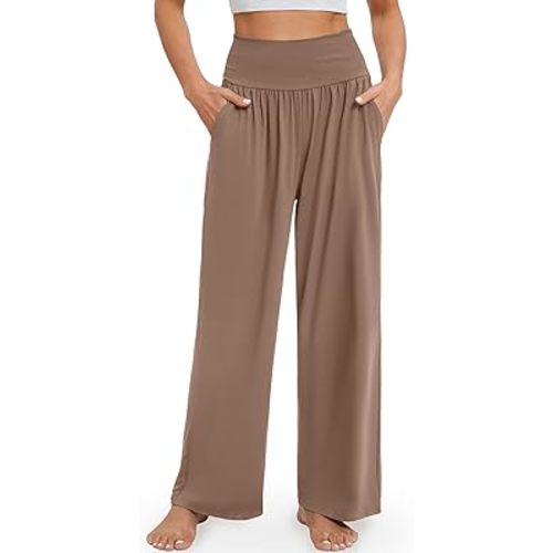 Gracyoga Wide Leg Yoga Pants for Women Casual Loose Cozy Sweatpants High Waisted Lounge Pajama Flowy Pants With Pockets