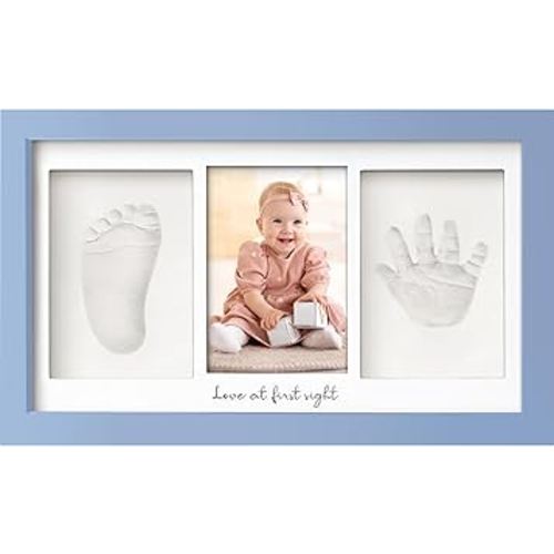 KeaBabies Baby Hand and Footprint Kit - Clay Handprint Keepsake Frame, Newborn Nursery Picture Frame, Personalized New Mom Gifts for Baby First Christmas Shower (Cornflower)