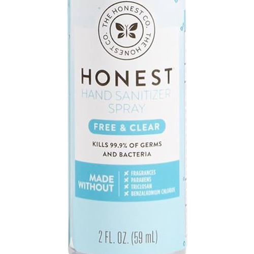 The Honest Company Plant-Based Hand Sanitizer Spray, Kills 99.9% of Germs, Hypoallergenic, Quick-drying, Moisturizing, Fragrance-Free, 2 fl oz