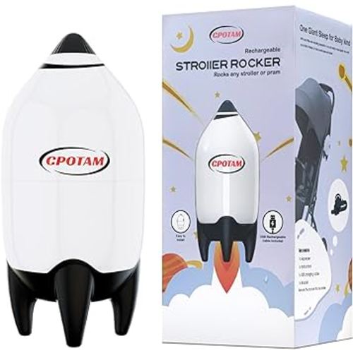 Vibrating Baby Stroller Rocker Rechargeable, Portable Baby Sleep Soother Aid Rocks Any Stroller, Buggy and Small Crib, Adjustable Speed, Fits All Pushchairs, Prams, Stroller