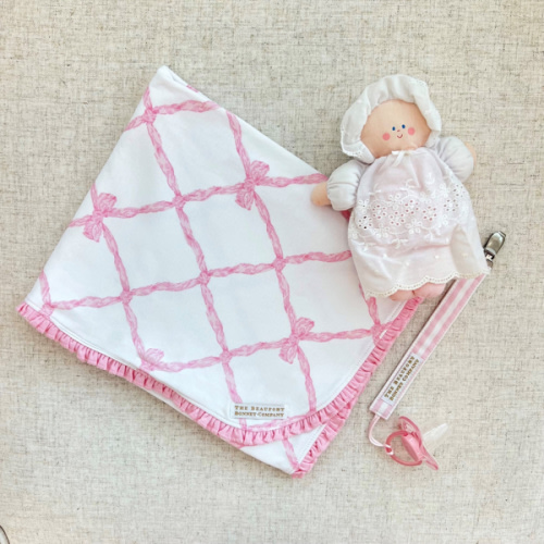 Baby Buggy Blanket - Belle Meade Bow with Pier Party Pink