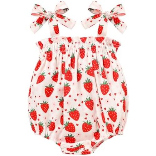 Baby Girl Summer Clothes Newborn Girl Outfits Cute Strap Baby Girl Romper Jumpsuit Infant Floral One Piece Bodysuit