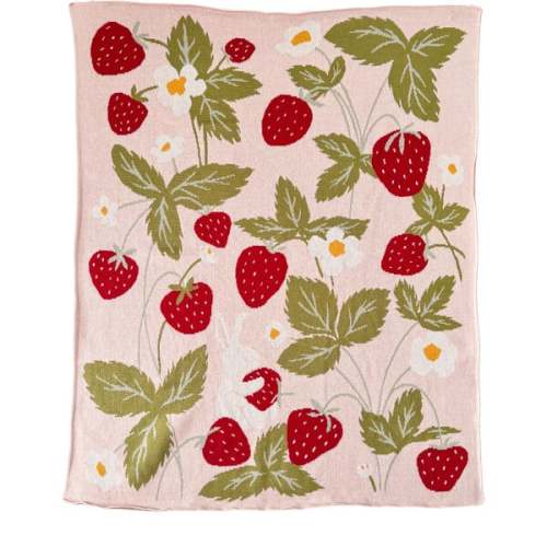 Strawberry Bunny Organic Cotton Blanket - The Blueberry Hill | Maisonette