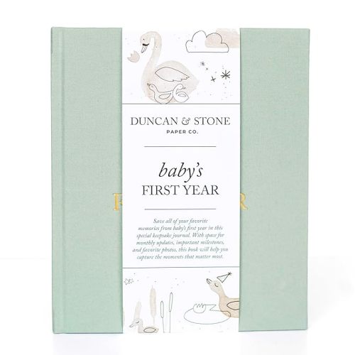 Baby First Year Book - Heirloom Keepsake Baby Memory Book to Record Important Milestones, Photos & More - Pregnancy Books (Sage Green,112 Pages)