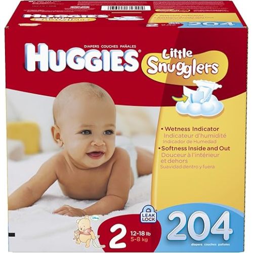 Huggies Little Snugglers Diapers Economy Plus, Size 2, 204 Count