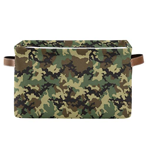 Storage Basket Cube Miltary Camo Camouflage Large Collapsible Toys Storage Box Bin Laundry Organizer for Closet Shelf Nursery Kids Bedroom,15x11x9.5 in,1 Pack