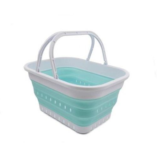 SAMMART 19L (5 Gallon) Collapsible Tub with Handle, Grey/Pink