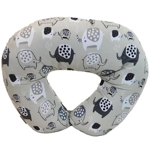NurSit Nursing Pillow and Positioner, Hypoallergenic Breastfeeding or Bottle Feeding, Perfect for Bonding with Baby, Machine Washable, Modern Elephant