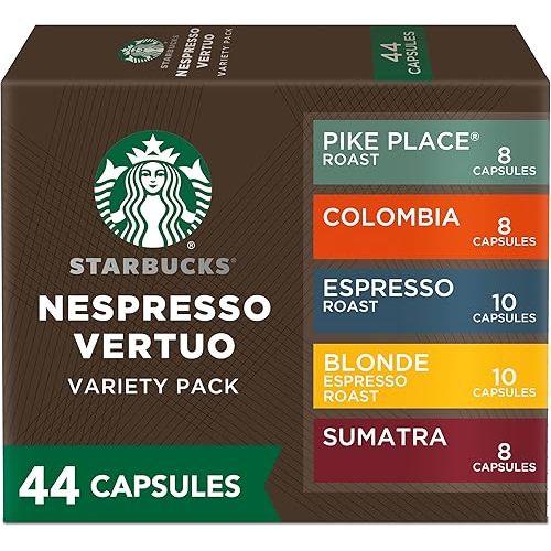Starbucks by Nespresso Vertuo, Favorite Variety Pack Coffee & Espresso, 44-count Coffee and Espresso Pods, Brews 7.8 oz and 1.35 oz.
