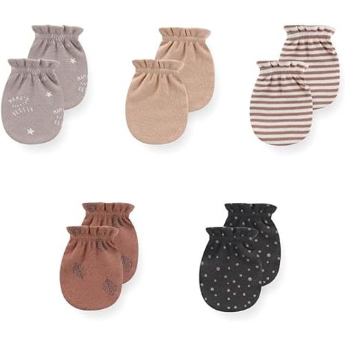 5 Pack Unisex New Born Boy Girls No Scratch Mittens Cotton Soft Baby Gloves Accessory 0-3 Months Baby Essentials