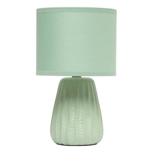 Simple Designs LT1138-SGE 11.02" Traditional Mini Modern Ceramic Texture Pastel Accent Bedside Table Desk Lamp w Matching Fabric Shade for Decor,Bedroom, Nightstand, Living Room, Entryway, Sage Green