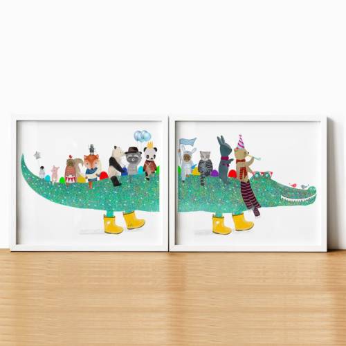 The Star Crocodoodle. Nursery art, Children's wall art, Nursery posters, Adventure wall art, Nature wall art, Woodland animals, Whimsical