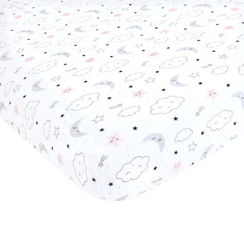 Hudson Baby Infant Girl Cotton Fitted Crib Sheet, Dreamer, One Size