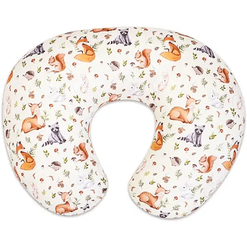 Nursing Pillow Cover for Baby Boy and Girl, Ultra Soft Comfortable Stretchy Removable Slipcover for Newborn Breastfeeding Pillows, Woodland Animals