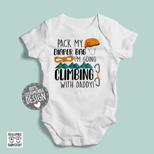 Rock Climbing Baby Bodysuit | Pack Diaper Climbing With Daddy One Piece, Rock Climber Romper, Boulder Baby Shower Gift Idea