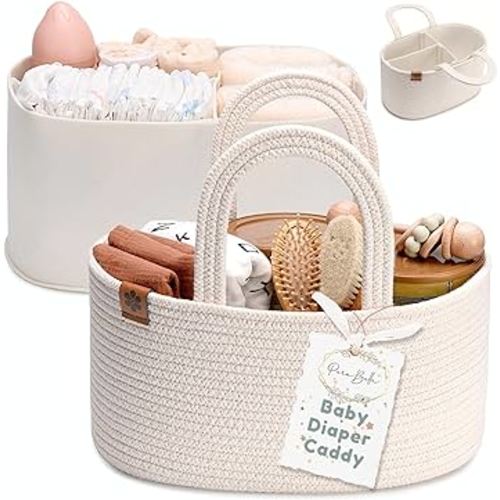 PeraBella Baby Diaper Caddy Organizer, Diaper Organizer for Changing Table Organizer, Baby Organizer for Nursery, Baby Car Diaper Caddy Basket