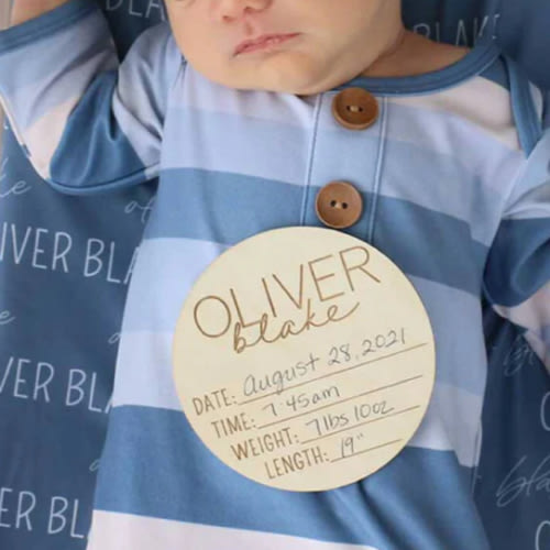Personalized Baby Name Wood Announcement | Birth Stats Classic Duo