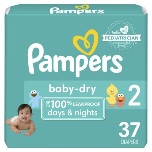 Pampers Baby Dry Extra Protection Diapers, Size 2, 37 Count