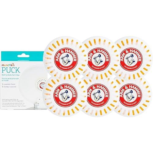 Odor Eliminator Cartridges, 6 Pack, Lavender Scent, Baking Soda Puck, Diaper Pail Deodorizer