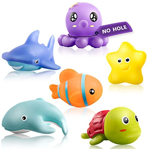 Baby Bath Toys, iselyn 4Packs Mold Free Bath Toys Silicone Bath Toys for Toddlers 1-3 Bath Toys Non-Toxic Dishwasher Safe Bathtub Toys for Infants