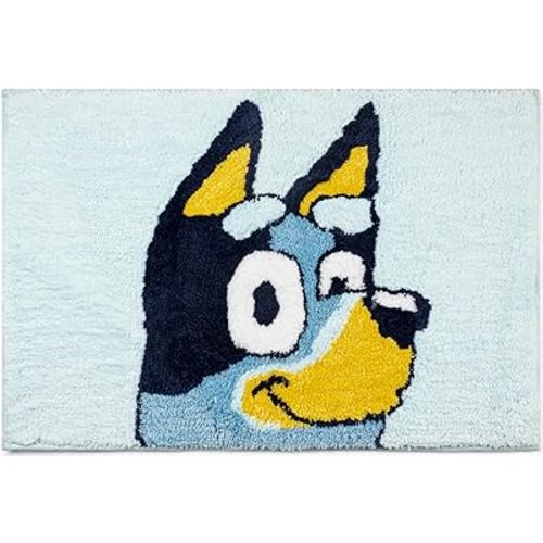 Jay Franco Bluey Kids Bath Rug - Soft, Non-Slip, Machine Washable, Blue Bathroom Mat 20 x 30