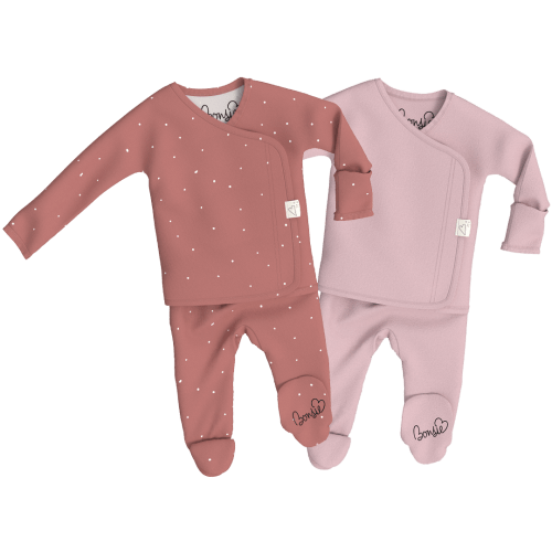 Baby Bundle Footie - Dottie + Peony Twin Pack – Bonsie Skin to Skin Babywear
