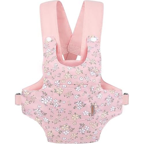 GAGAKU Baby Doll Carrier for Toddler Toy Baby Carrier for Dolls Accessories Doll Carrier for Little Girls - Pink (Pear Flowers)