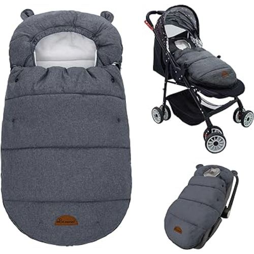 Universal Footmuff for Stroller, Baby Bunting Bags, Winter Windproof Warm Pram Footmuffs, Water Resistant Sleeping Bag with Hood for Strollers, Pushchairs, Prams, Car Seat