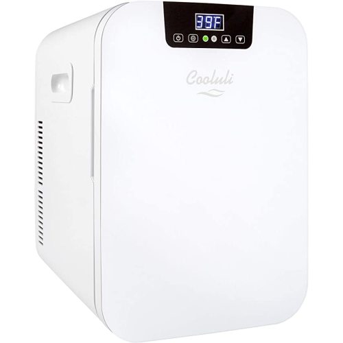 Cooluli 20 Liter Mini Fridge with Temperature Control - White Thermoelectric Cooler and Warmer for Bedroom, Office, Car, Dorm