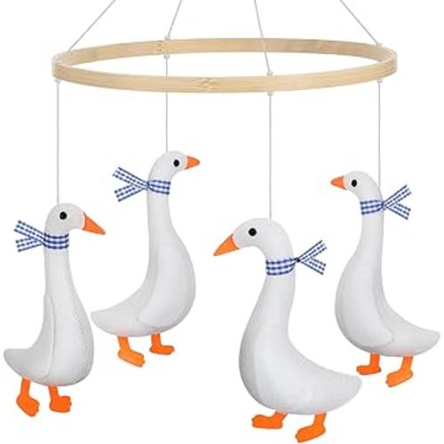 Goose Baby Mobile for Crib Goose Crib Mobile for Boys, Girls Felt Duck Nursery Decor 4 Hanging Felt Geese for Baby Shower Gift, Bassinet Toddler Room Decor, Gender Neutral Newborn Gift