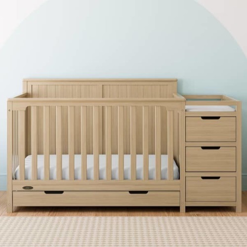 Hadley Driftwood 5-in-1 Convertible Crib and Changer with Drawer