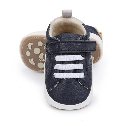 SOFMUO Baby Boys Girls High Top Ankle PU Leather Sneakers Soft Rubber Sole Infant Moccasins Newborn Oxford Loafers Anti-Slip Toddler Wedding Uniform Dress Shoes