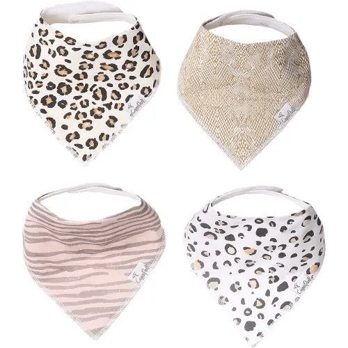 Copper Pearl Baby Bandana Bibs - 4 Pack Soft Cotton Baby Bibs for Drooling and Teething, Absorbent Drool Bibs for Baby Girl and Boy, Adjustable to Fit Newborns to Toddlers, Tons of Styles (Zara)