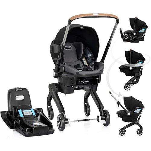 Evenflo Shyft DualRide Infant Car Seat Stroller Combo with Carryall Storage (Boone Gray)