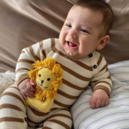 Estella Organic Cotton Handmade Baby Rattle - Lion