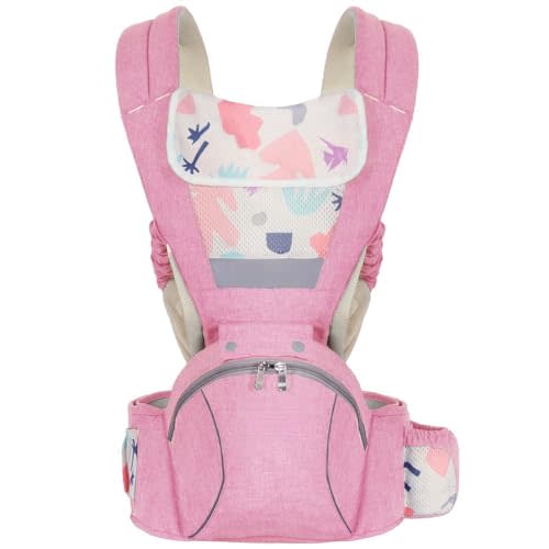 Baby Carrier 3-in-1 Ergonomic Infant Carrier Soft Baby Holder 3 to 36 Months,4 Season/All Seasons,Newborn to Toddler with Hood All Position Baby Hipseat (Pink)