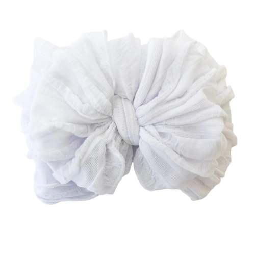White Ruffle Headband – Ella Marina Baby