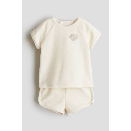 2-piece Terry Set, Cream/seashell - size 3M (2-4M)