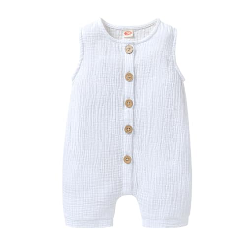 Cecobora Infant Newborn Baby Boys Girls Cotton Linen Romper Summer Jumpsuit Sleeveless Overalls Clothing Set