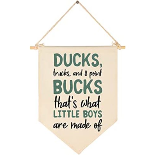 Duck Hunting Nursery Decor-Deer Wall Decor-Birthday Christmas Gift-Canvas Hanging Flag Banner Wall Sign Decor Gift for Nursery Bedroom Playroom Front Door Baby Kids Boy Teen