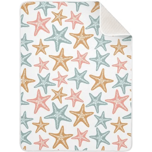 Swaddle Blanket for Ocean Cute Starfish Baby Receiving Blanket Muslin Baby Swaddles Soft Cotton Breathable Nursery Blankets for Unisex Boys and Girls 30x40 Inch