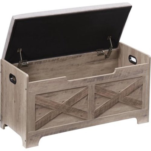 Garvee Lift Top Storage Chest, with Safety Hinge 39.4 x 15.7 x 18.1", Gray