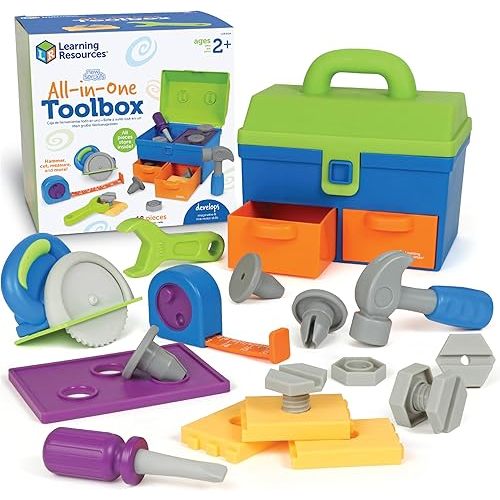 All-in-One Toolbox, 18 Pieces, Ages 2+, Toddler Activities, Preschool Learning Activites, Montessori Toys