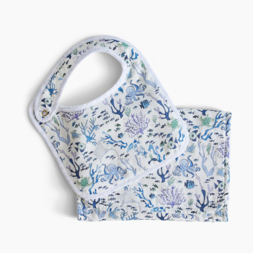 Timo & Violet Bib and Burp Cloth Set - Coral Reef