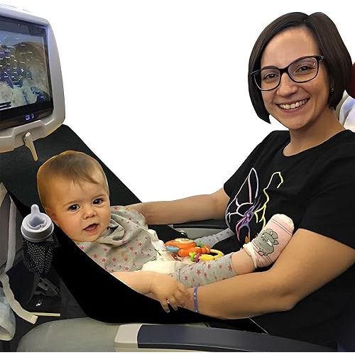 Travel Footrest for Airplane, Toddler Airplane Seat Extender Travel Bed, Portable Flight Foot Rest Hanging on Airplane Seat Table with Side Pockets, Toddler Flying Travel Essentials- Fit Economy Seats