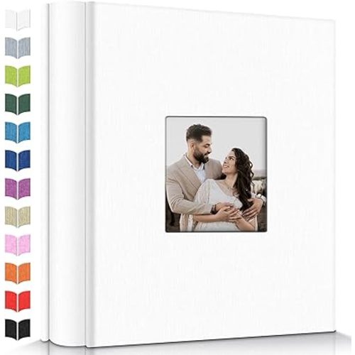 Photo Album 4x6 with 600 Pockets,Slip-in Picture Albums,Linen Cover Memory Book with Front Window,White Page Vertical Photo Book for Wedding,Family,Anniversare,Baby,Vacation