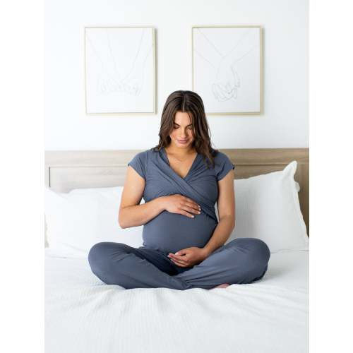 Davy Maternity & Nursing Pajama Set | Slate Blue